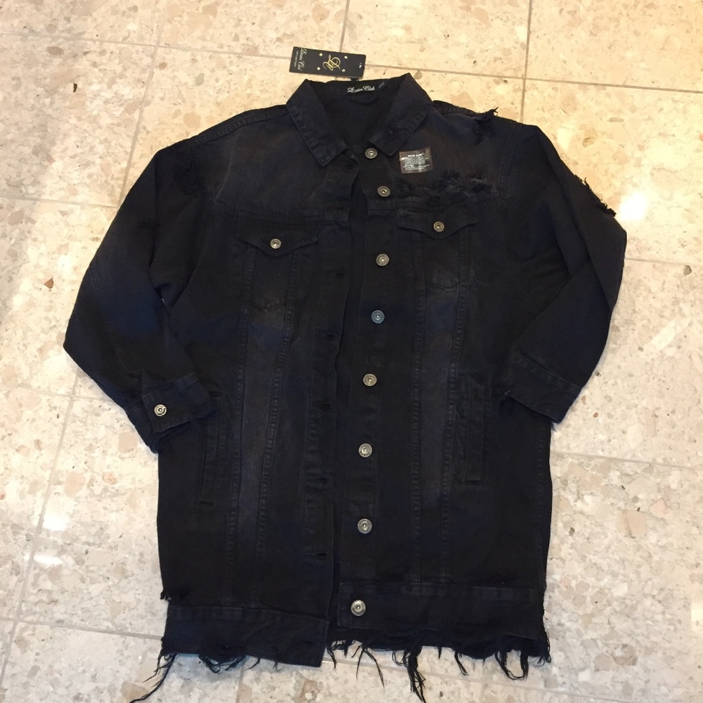 Long Distressed Jean Jacket